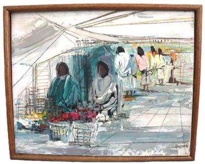 Market Scene Impasto