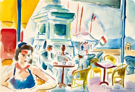 Rendezvous in St. Tropez (Tricolour, Sailboat, Mood), 1936