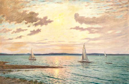 Sailboats on Lake Balaton by Markus Rubovics - Auction record, sale price, and art valuation. Compare with similar artists and explore comparable artworks.
