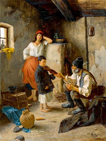 Young Violinist (Music Lesson). 1885