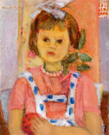 Little Girl in Dotted Overall