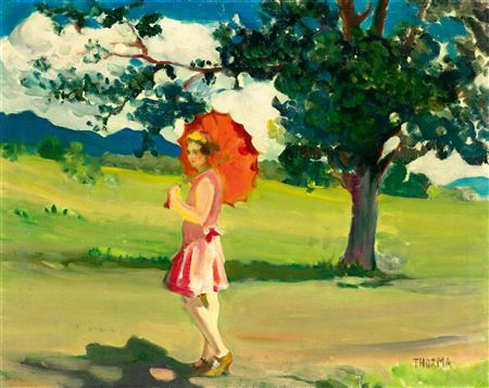 Young Lady with a Red Parasol (Nagybánya). 1929