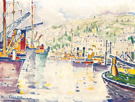 Summer in Italy (Port of Genoa), 1929 by Dezsö Pécsi Pilch - Auction record, sale price, and art valuation. Compare with similar artists and explore comparable artworks.