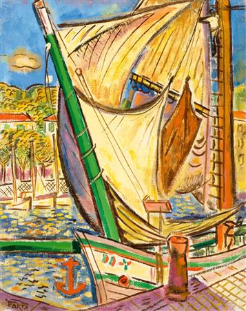 On the Riviera (Seafaring Sailboat in Port)