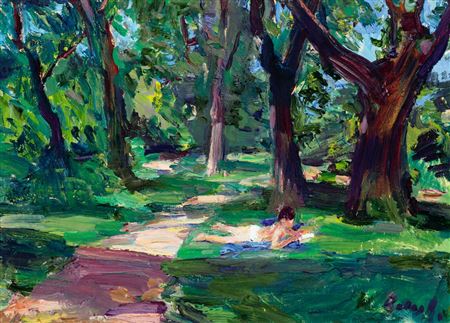 Reading in the Park by the Summer Sunlight