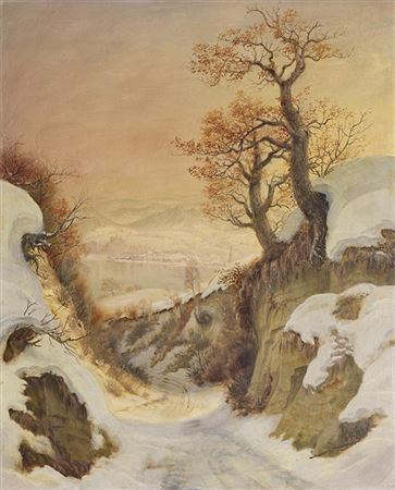 Hollow road in winter , 1944.