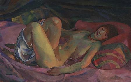 Female Nude on a Red Divan , 1914.