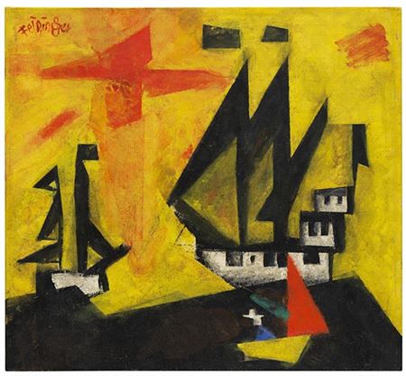 Marine scene after a woodcut , 1933.