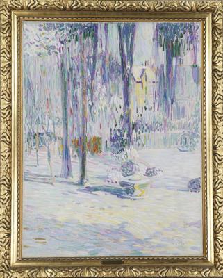 Sample artwork by Curt Herrmann (1854 - 1929), known for watercolor landscapes with loose, dabbed spots of color - View similar artists and auction records