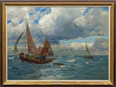 Fishing boats at sea