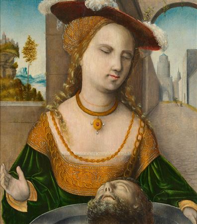 Salome with the head of John the Baptist before an architectural backdrop