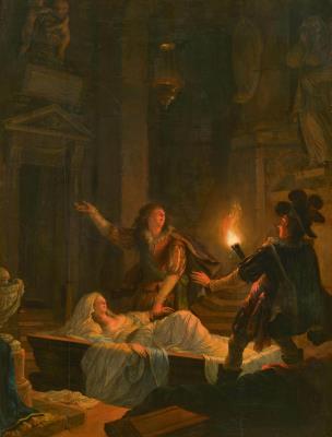 Romeo and Juliet with Balthasar in the crypt