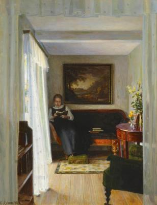 Interior with reader