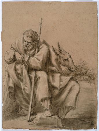Elderly bearded man with donkey