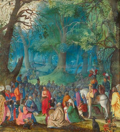 John the Baptist preaching before a crowd. After ADRIAEN VAN STALBEMT