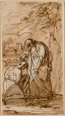 A priest annoints a younger man