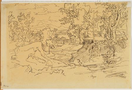 Italian landscape with pilgrim and wayside shrine. 1819/1825.
