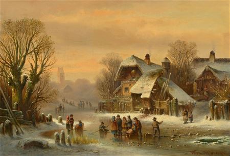 Winter entertainment on a frozen river