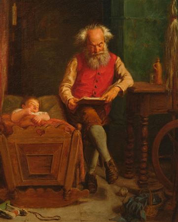 The artist's father with his granddaughter