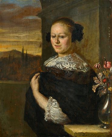 Portrait of a girl with a bouquet of flowers