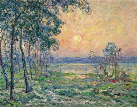 L'étang au soleil levant, Bretagne. 1915.