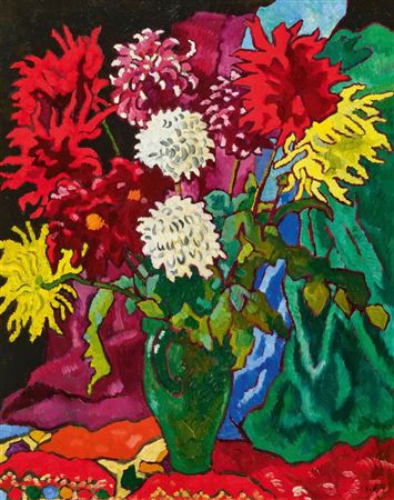 Dahlias, cruche verte. 1942.