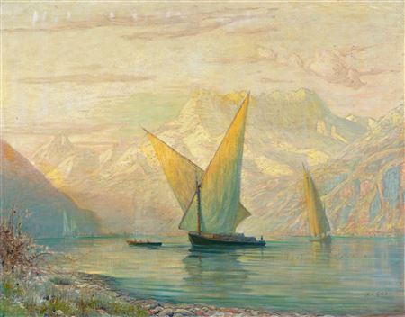 Lac Léman mit Segelbooten.