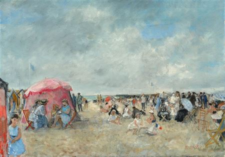 La famille Gall et amis à la plage de Trouville
