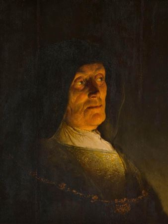 Portrait of woman by candlelight