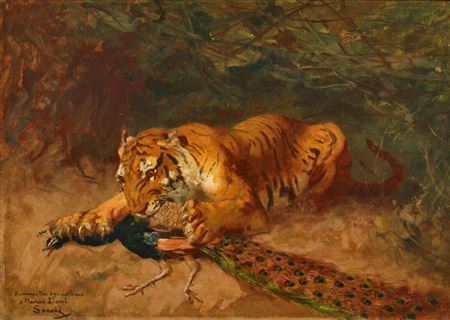 Tiger and peacock