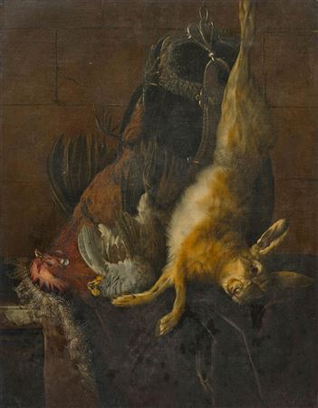Hunting trophy of hares and birds