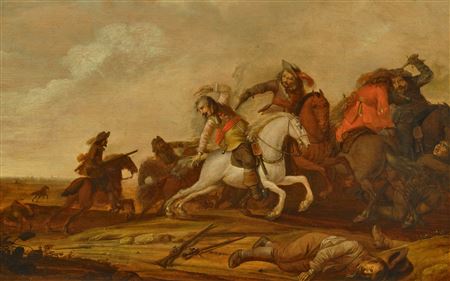 Battle scene in a landscape. 1643