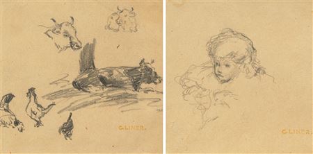 Small animal study. On the reverse: study of a girl.