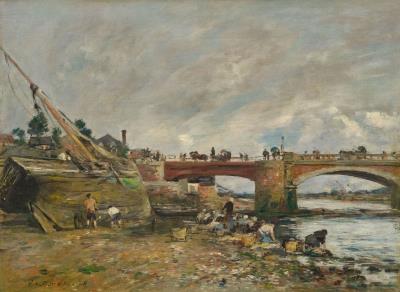 Laundresses on the Touques near the old bridge