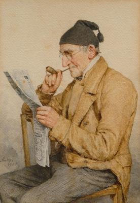 A Peasant Reading a Newspaper