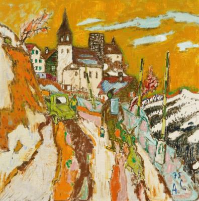 On the street towards Schlans by Alois Carigiet - Auction record, sale price, and art valuation. Compare with similar artists and explore comparable artworks.