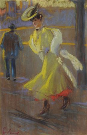 Elégante à la robe jaune