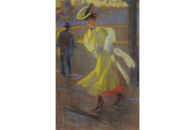 Elégante à la robe jaune, circa 1915