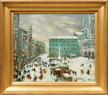 A French town square in winter