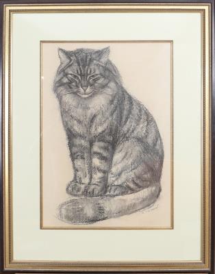 Charcoal cat on paper
