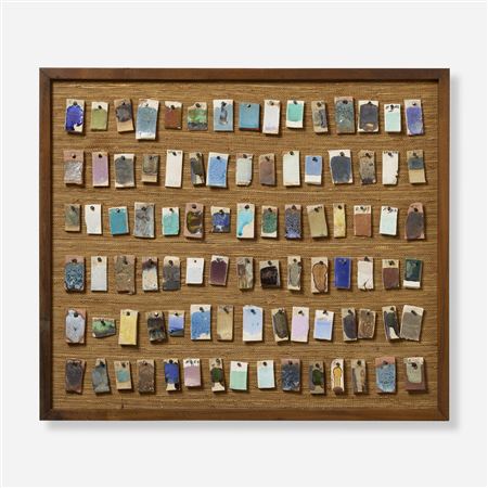 Framed collection of ninety glaze samples