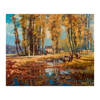 River landscape with cows by Manuel Zamora Munoz - Auction record, sale price, and art valuation. Compare with similar artists and explore comparable artworks.