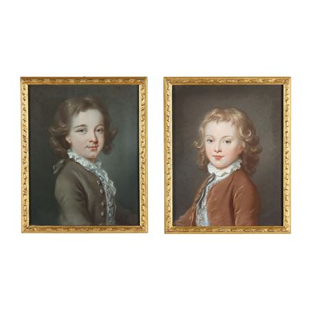 Pair of Portraits of Two Young Boys