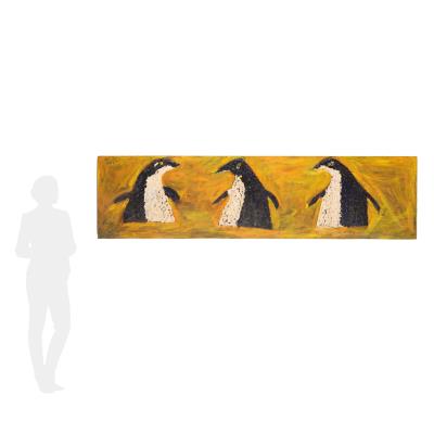 Folk Art Mural of Three Penguins