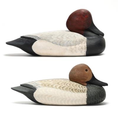 Pair of Snuggled Head Canvasbacks