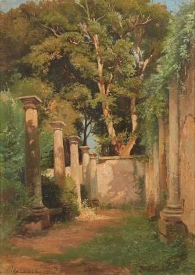 Columns in the park of Villa Lante in Bagnaia