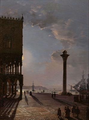 The Piazzetta in Venice by moonlight