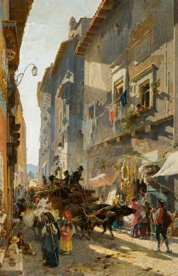 The Via del Mercato in Rome by Franz Theodor Aerni - Auction record, sale price, and art valuation. Compare with similar artists and explore comparable artworks.