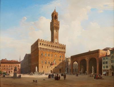 Piazza della Signoria in Florence with Palazzo Vecchio and Loggia dei Lanzi