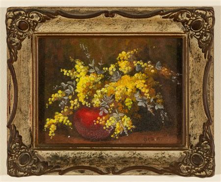 Still life with red vase